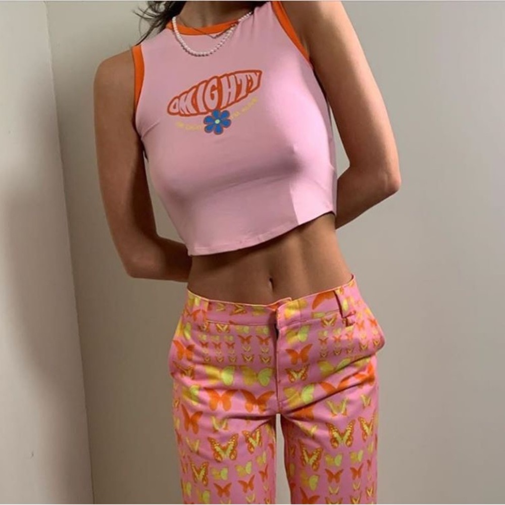 NWOT OMighty I’m Okay I’m Alive Baby Tank Pink + Orange